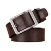 Cinto Masculino Simples com Fivela de Liga Metálica, Cinto de Couro Casual Versátil, Cinto para Terno com Elementos Geométricos