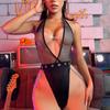 Xiyun Comércio Exterior Transfronteiriço Novo Estilo Europeu e Americano Lingerie Sexy para Mulheres, Body com Recorte e Gola Halter em Renda e Couro Sintético