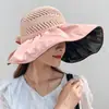 Sombrero de Pescador de Paja Abierto con Tiras Sombrero de Playa Ins Negro de Goma Sombrero de Pescador para Mujer Salida de Verano Protección Solar Sombrero de Sol de Playa