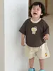 Ropa de Verano para Bebé Estilo Delgado Ropa de Verano para Niños 2026 Estilo Coreano Ropa para Niños Conjunto de Camiseta de Manga Corta y Shorts de Dibujos Animados para Niños
