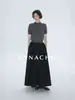 ANNA Moda Básica_Camiseta de Punto para Mujer de Cuello Alto Corto de Manga Corta/Top Corto de Lana/Camiseta Base Suéter