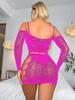 Ropa interior sexy de una pieza con escote en V profundo, manga larga, malla, estilo europeo y americano, tz556