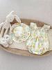 Ropa de verano para bebé, estilo occidental, para niña de 1 a 3 años, mono con mangas voladoras y tirantes de flores, conjunto dulce