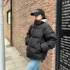 Jaqueta de Algodão Preta Solta com Gola Alta da Marca Coreana Trendy para Mulheres 2023 Nova de Inverno Espessada à Prova de Frio e Quente Jaqueta Pão