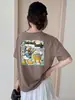 Ying+ Treze Linhas Pintado Pato Donald Carta Floco de Neve Algodão Camiseta Gola Redonda Emagrecedora Versátil Manga Curta Verão M50-6025