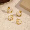Pendientes de Acero de Titanio con Diseño de Nicho Oro Real de 18 Quilates Nuevos Pendientes de Estrella de Cinco Puntas Pendientes de Estrella en Forma de C a la Moda Pendientes