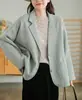Jaqueta Waffle Nova Outono 2026 para Mulheres, Blazer Curto Solto de Manga Longa com Gola de Terno