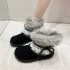Botas de nieve de suela gruesa para mujer, que aumentan la altura, nueva colección de invierno 2025, cálidas y forradas de felpa, zapatos de algodón elegantes y versátiles