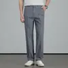 Calça Jeans de Seda de Amora Fina de Verão Masculina 2026 Solta Reta Business High-End Tencel Casual para Meia-Idade Calça Longa