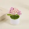 Flor de Miosótis Puf Pote Lã Produto Acabado Transfronteiriço, Vasinho de Flor Pequeno Tricotado à Mão, Decoração de Escritório, Acessório de Carro, Presente