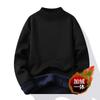 Suéter de gola alta meio-fio masculino atacado forrado com fleece espessado cor sólida solto casual peça única veludo quente malha base masculina