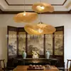 Luminária Pendente de Bambu em Forma de Nuvem Estilo Wabi-Sabi Tecida à Mão Iluminação Criativa de Bambu Estilo Zen Japonês para Pousadas Restaurantes e Salas de Chá