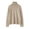 Nova camisa básica de gola alta para outono e inverno, suéter 100% cashmere puro para mulheres, suéter de tricô quente de cor sólida com mangas compridas