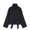 Venda Quente Internacional AliExpress Moda Feminina Primavera 2026 Versátil Blazer de Botão Duplo com Cinto Casaco Macio