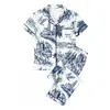 Europa Transfronteriza Comercio Exterior temu202... Pijama de Verano para Mujer con Mangas Cortas y Pantalón Largo Estampado Ropa de Casa Venta Directa de Fábrica Venta al por Mayor