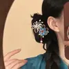 Nuevo Pasador Azul Zafiro Estilo Chino para Mujer con Brillantes Pedrería, Borla Estilo Étnico Perla Clip Lateral, Elegante Accesorio para el Cabello