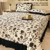 Invierno Estilo Hepburn Leche Polar Colcha Estilo Juego de Cama de Cuatro Piezas Volantes Engrosado Cálido Funda Nórdica Sábana Juego de Tres Piezas