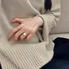 Anillo de Plata Cepillada para Mujer, Estilo Minimalista, Lujo Ligero, Sensación de Alta Gama, Anillo para Dedo Índice, Diseño de Nicho, Anillo de Personalidad Exagerada
