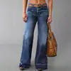 Jeans casual feminino Amazon eBay para primavera e outono, estilo europeu e americano, modelador, elegante, versátil, calça de perna larga, moderna