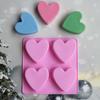 Molde de Silicona 4 Enlaces Corazón para Jabón, Pastel, Gelatina, Pudín, Herramienta para Hornear DIY