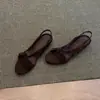Sandalias Romanas de Cuña con Tira Cruzada y Punta Abierta para Mujer, Estilo Retro Francés, para Uso al Aire Libre en Verano, Versátiles, Transpirables, con Hebilla de Una Tira, sin Espalda