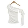 Pura Luxúria Sexy Sexy Gola Uma Alça Ombro Inclinado Camiseta Feminina Verão Novo Top com Alça Multi-Uso Flutuante