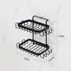Jabonera de acero inoxidable sin perforaciones, estilo nórdico, resistente al agua y a la humedad, para baño, montaje en pared