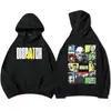 Sudadera con Estampado Gráfico, Manga Larga, Lana, Invierno, Con Capucha, Unisex, Corte Holgado