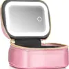 Estuche de Maquillaje Impermeable de Cuero PU Personalizado, Estuche de Maquillaje Compacto Impermeable para Maquilladores, Estuche de Maquillaje Conveniente con Espejo y Luz
