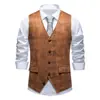 Colete Masculino Retro Europeu e Americano com Lapela em Camurça Estampada, de Botão Único, Multicor, Slim Fit, Roupa Masculina Transfronteiriça