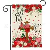 Bandera de Jardín Roja de Corazón y Rosa para el Día de San Valentín Transfronteriza Decoración Exterior de Lino Doble Cara