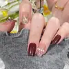 Libro Rojo Pequeño Usar Ojo de Gato Lazo de Pollo Arte de Uñas Francés Una Dulce Fresca Elegante Chica Picante Estudiante Uñas Postizas