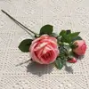 Flores Artificiais de Rosa, Estilo Britânico de Luxo Leve, Rosas Elegantes com Borda Brilhante, Flores para Decoração de Casa e Casamento, Populares na Plataforma