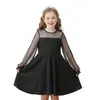 Vestido para Niñas Negro Encaje Malla Falda de Princesa Manga Larga Fiesta Vestido de Baile Ropa Infantil Disfraz para Actuación