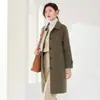 Casaco de Lã Dupla Face Outono/Inverno 2026 para Mulheres, de Botão Único, Gola Boneca, Comprimento Médio, Casaco de Lã Solto, Trench Coat