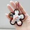 Corea del Sur alta textura amor espejo lindo gato KT ácido acético leopardo espejo de maquillaje llavero colgante de bolso DIY