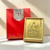 Estatueta de Buda de Ouro Puro 999 para o Ano de Nascimento, Estátua de Buda das Oito Divindades Guardiãs com Moldura de Folha de Ouro, Presente de Negócios para Idosos, Oração por Bênçãos