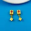 Estilo Chinês Tradicional Ouro Fosco Lingote de Mahjong Centro Vermelho Contas Espaçadoras Perfuradas DIY Pulseira Colar Acessórios de Joias em Liga