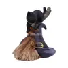 Escoba Mágica de Nuevo Producto Transfronteriza Muebles para Gatos Adornos de Resina Sombrero de Escoba Gato Negro Manualidades de Resina para Gatos