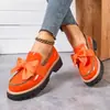 Mocasines de talla grande para mujer para primavera y otoño, con diseño de lazo, estilo británico, material de cuero, tacones gruesos, suelas gruesas y un aspecto retro, adecuados para exportación