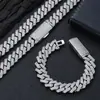 Cadena Cubana de Rombos con Tres Filas de Diamantes Completos de 16 mm para Hip-Hop Transfronterizo Europeo y Americano, Collar de Circonita, Joyería, Versión Elegante, Pulsera para Hombre