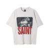 Camiseta vintage solta com estampa de personagem de desenho animado SAINT Michael CHO, manga curta, gola redonda