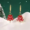 Pendientes de Árbol de Navidad Nochebuena 2024 Pendientes de Atmósfera Estilo Navideño Diseño Lazo Rojo Pendientes Dulces