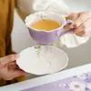 Taza de Café de Glicinia de Primavera de Fábrica Set de Mariposas Taza de Cerámica de Alta Gama con Tacto Lujoso, Elegante y Hermosa Taza para Latte