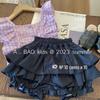 Liquidação, Sem Trocas ou Devoluções [Peça Racionalmente] Conjunto de Saia-Shorts + Blusa Xadrez, Manga Curta, Fashion, Fofo e Versátil