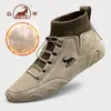 Botas de nieve para hombre marca Ram genuinas, forradas de polar, engrosadas, cálidas, zapatillas deportivas casuales de caña alta, botas Martin de cuero genuino para hombre