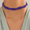 Elegante Gargantilla de Moda Francesa Cadena para Clavícula Perla de Imitación Collar de Doble Capa Cadena Retorcida Cadena Retorcida Collar Corto para Mujer