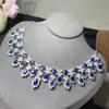 Diseño de Collar de Zafiro Natural Transfronterizo Plata S925 Incrustado Cadena Colgante Transmisión en Vivo de Douyin Envío Directo Piedra Principal 4X6M
