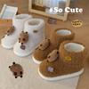 Botas de Neve Femininas de Inverno Novas Confortáveis de Pelúcia Fofas Modernas Capivara com Solado Grosso Versáteis para Uso Externo