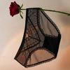 Nova borda de renda popular sexy malha oca costura roupa interior cintura baixa translúcido tentação quadril levantamento cuecas para mulheres